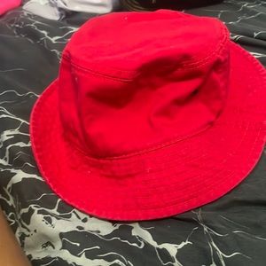 Red bucket hat